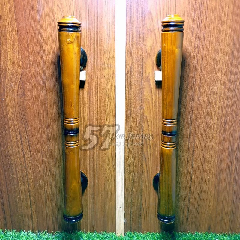 Handel Handle Gagang Tarikan Pintu Rumah/ Kupu Tarung Model Bundar Bahan Kayu Jati Simpel Minimalis 