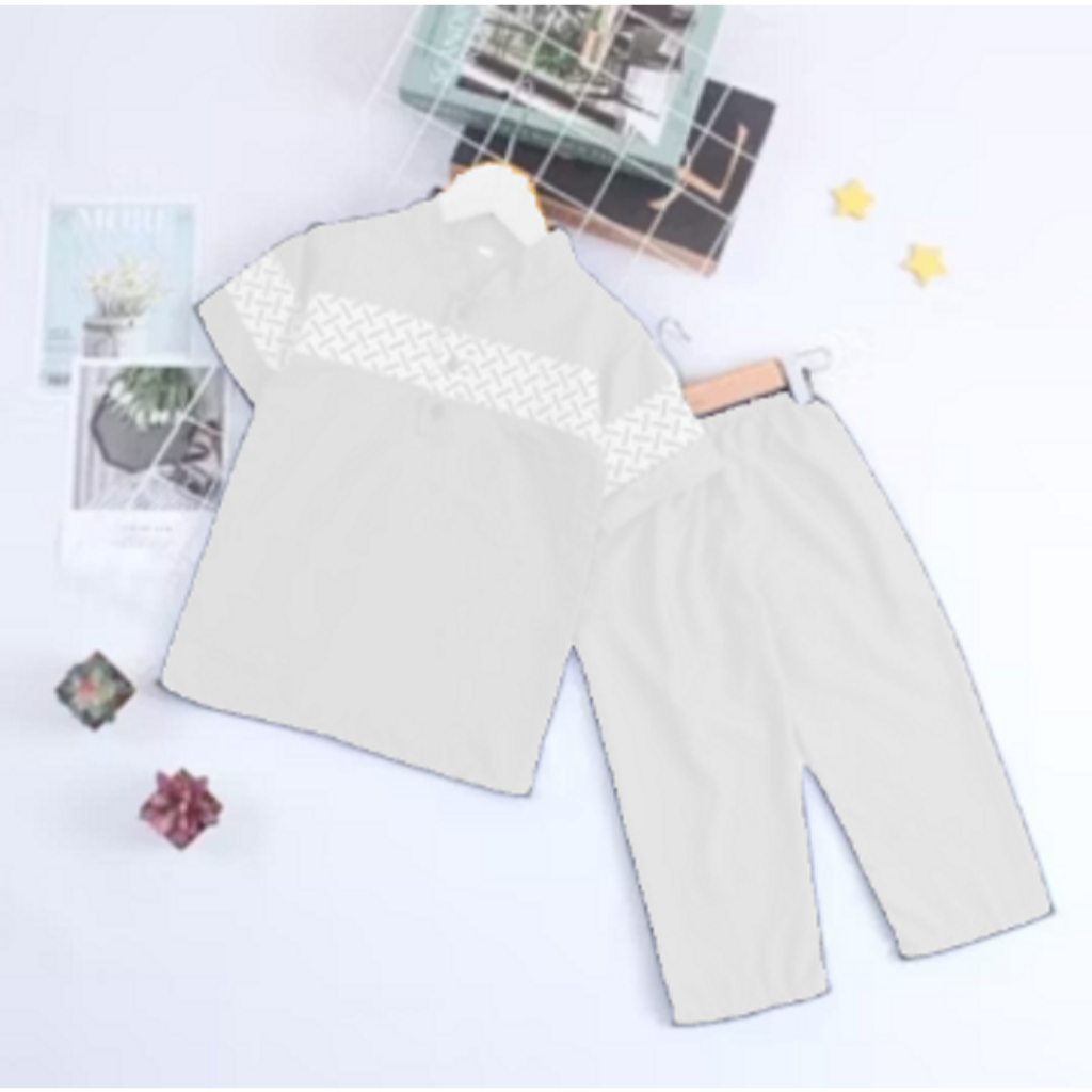 SETELAN KOKO BATIK ANAK LAKI LAKI 1 - 10 TAHUN // BAJU KOKO BATIK - PUTIH // TERLARIS DAN TERMURAH