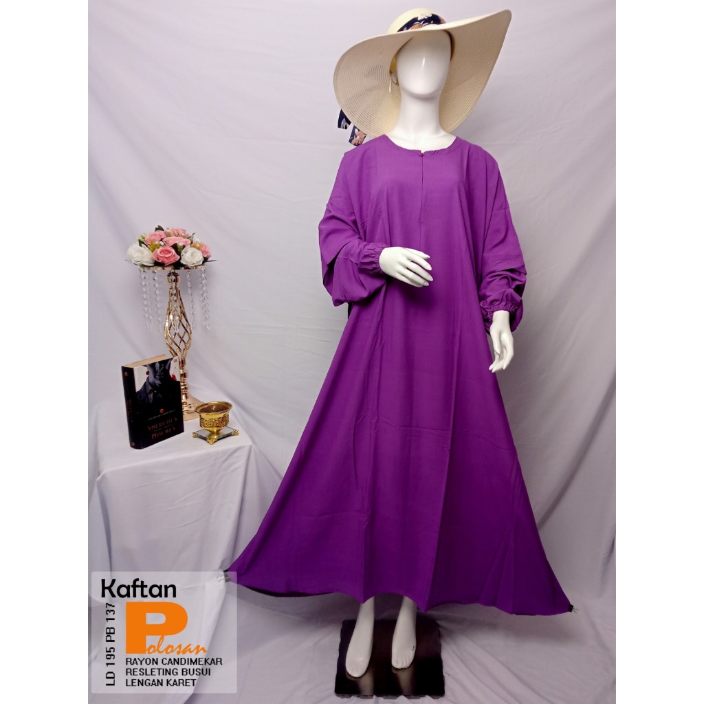 WULU BATIK Kaftan Polos Super Jumbo Rayon Premium Candi Mekar Ld 195 Pb 137 Tangan Karet Wudhu Frien