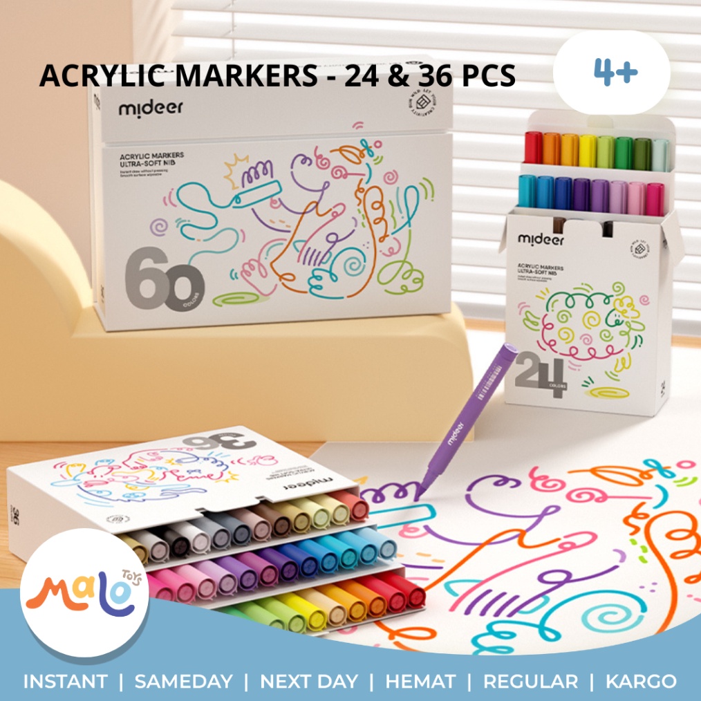 

Promo Diskon Mideer Acrylic Marker Spidol Akrilik Lembut Ultra Soft Nib 24 36 pcs Warna Colors Spidol Mewarnai Menggambar Kesenian Nontoxic Mainan Anak Prakarya Color Malo Toys A67