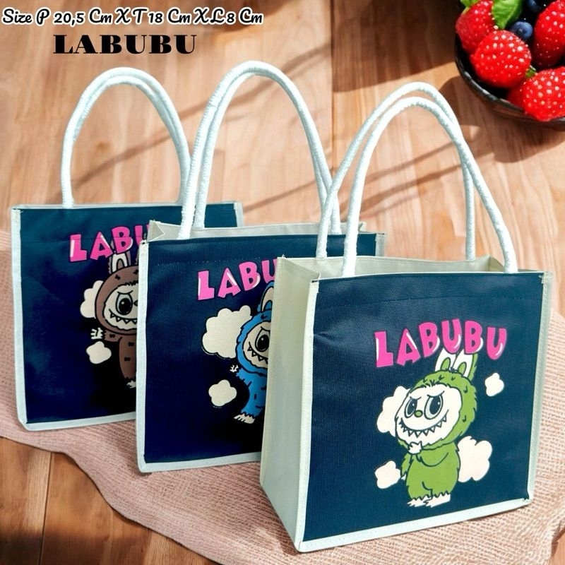 TOTEBAG KANVAS MINI TALI SUMBU PUTIH LABUBU