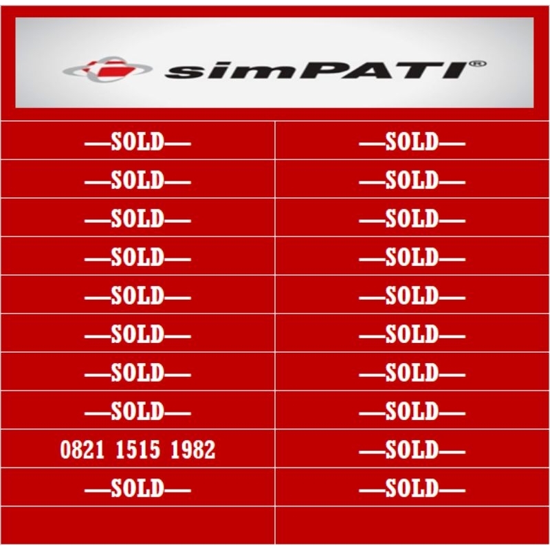 nomor cantik simpati telkomsel 4G 08** 1515 1982