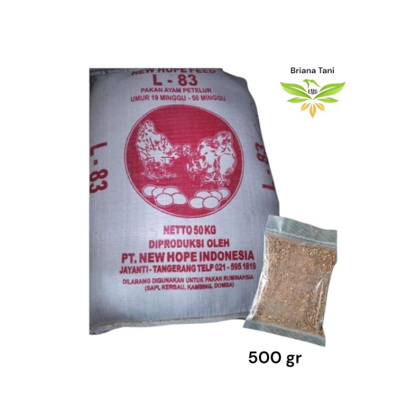 ￼Repack 500gr Pakan L-83 AYAM PETELUR L 83 Umur 19 Minggu - 50 Minggu L 83 NEW HOPE