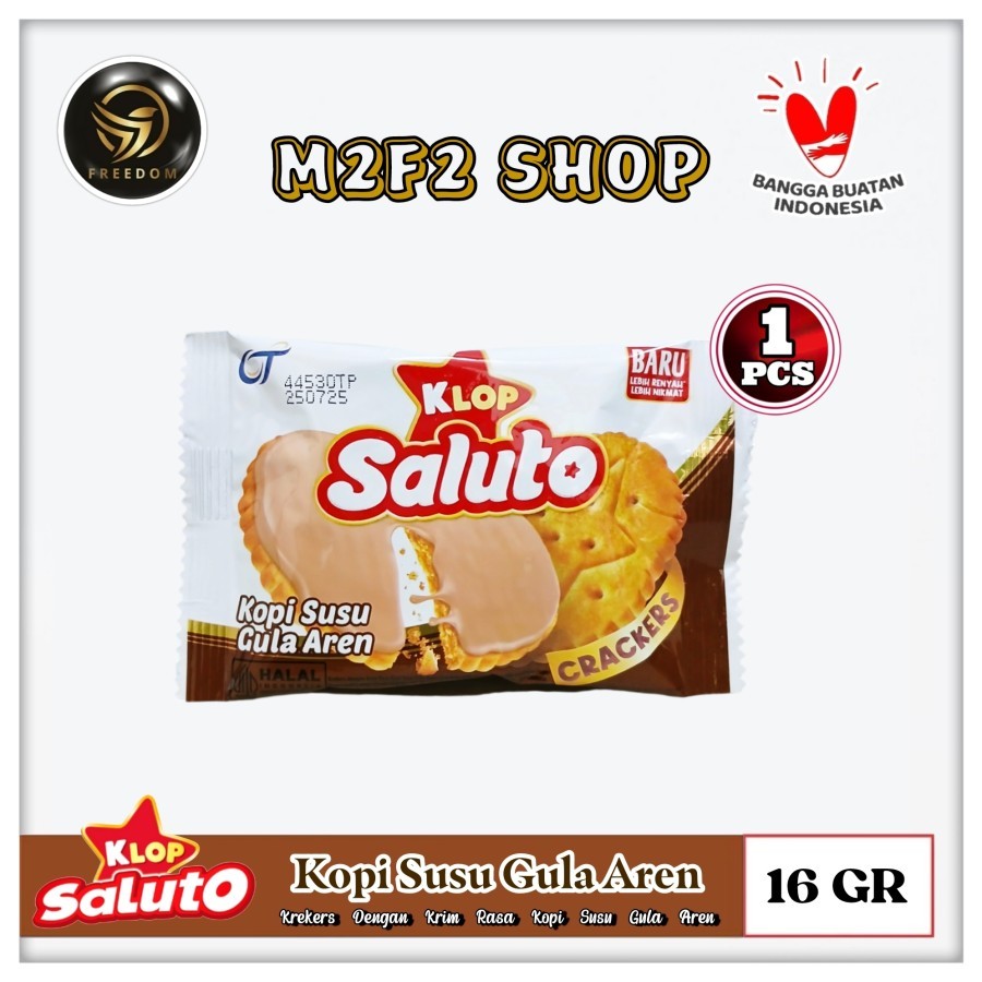 

Klop Saluto Crackers | Biskuit Krekers Krim Kopi Susu Gula Aren Sachet - 16 gr (Kemasan Satuan)