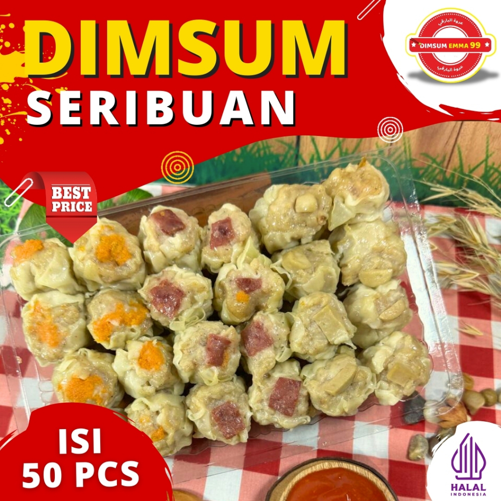 

Dimsum Seribuan isi 50 pcs Frozen Food Halal Gratis Saos Merah Kemasan Thinwall ( Box )