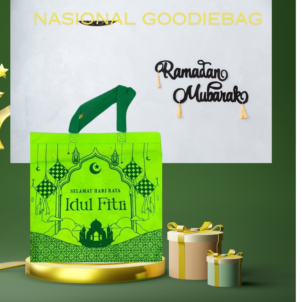 

TAS GOODIEBAG/TOTEBAG/LAKEN IDUL FITRI MODEL HANDLE LIPAT BAWAH UKURAN PXL 35X33