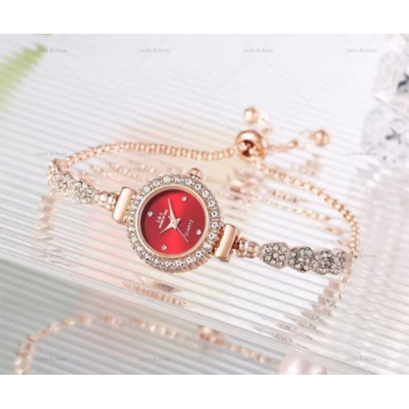 jam tangan serut wanita mewah analog Quartz anti air