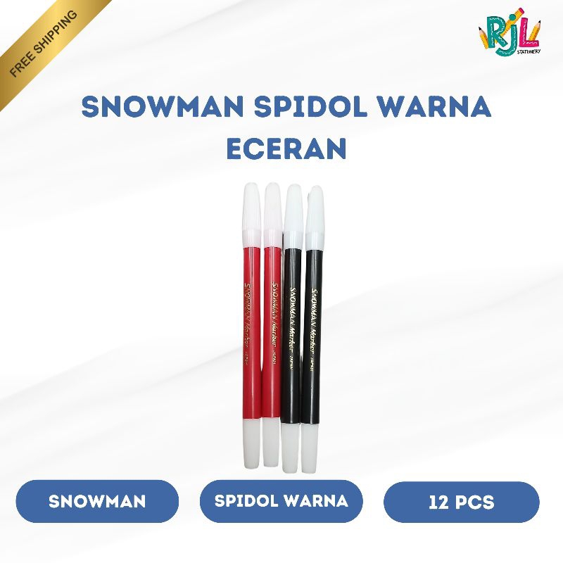 

Snowman Spidol Warna Eceran | Hitam & Merah | 1 Pack (12)