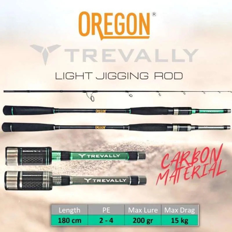 Joran Oregon Trevally 180 Max Drag 15KG pe 3-5 Light Jigging Rod