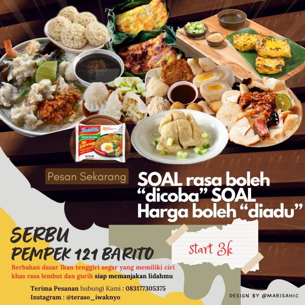 

PEMPEK 1 PAKET ISI 3O PCS IWAK TENGGIRI SUPER MIX IWAK GABUS BY PEMPEK 121 BARITO DIJAMIN CUKO KENTAL BUMBU MELIMPAH