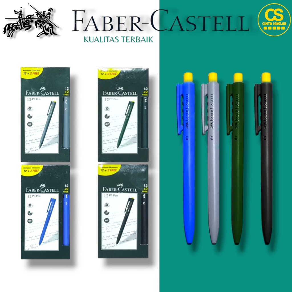

Faber-Castell Ballpoint Pen P7 Pastel 0,7 Black Ink 12 Pcs Free 2
