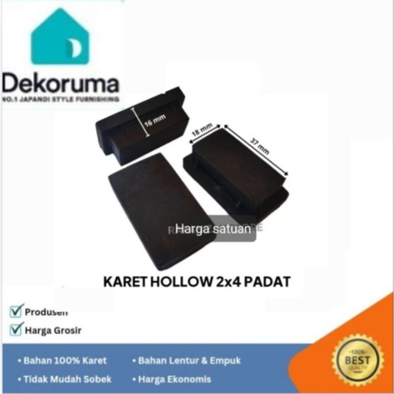 Karet Hollow 2x4cm Solid padat kaki kursi Meja Rak Tutup Besi holo