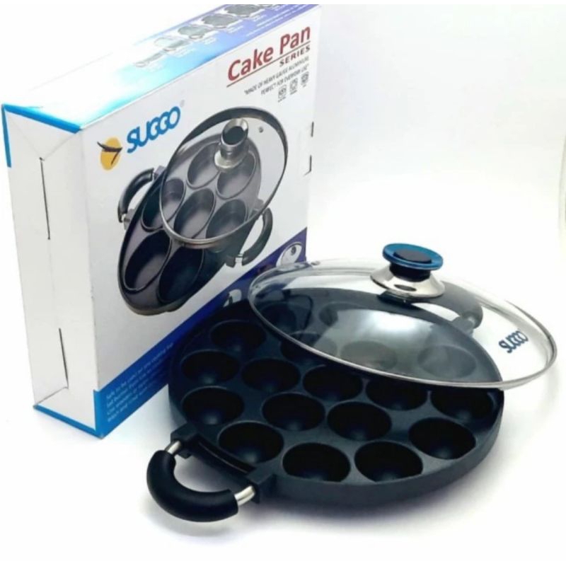 Cetakan Takoyaki Teflon Lubang 15 dan Lubang 19 / Cetakan takoyaki teflon tutup kaca Suggo