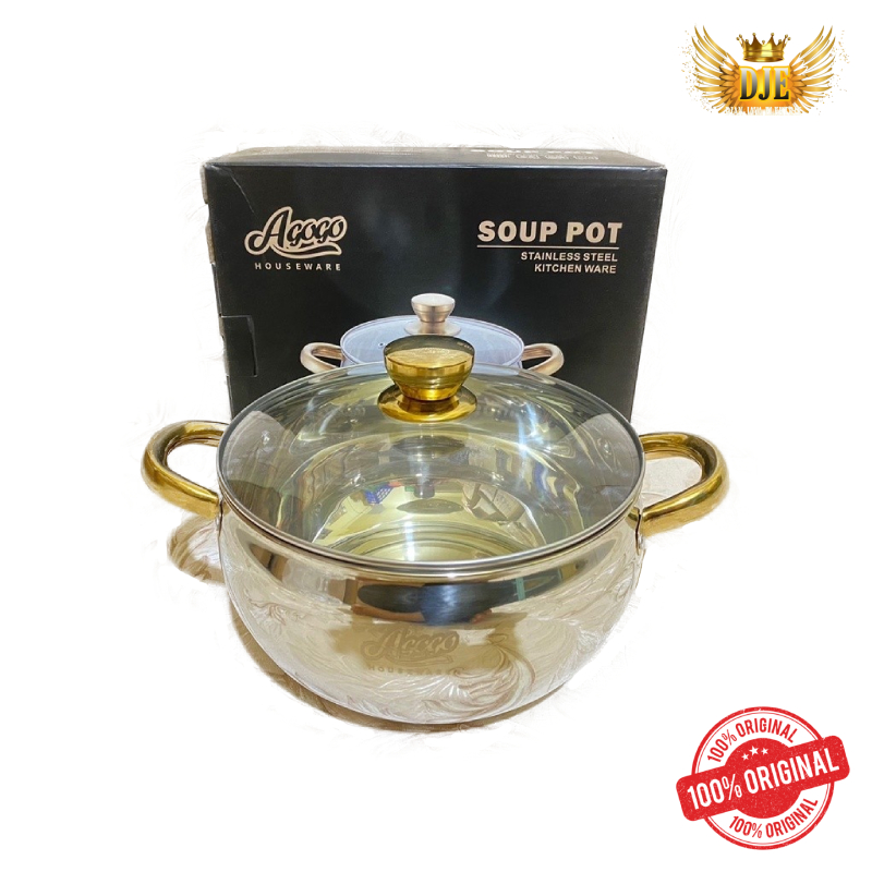 Calypso soup pot (Agogo) Panci sup stainless gagang emas 22cm 24cm
