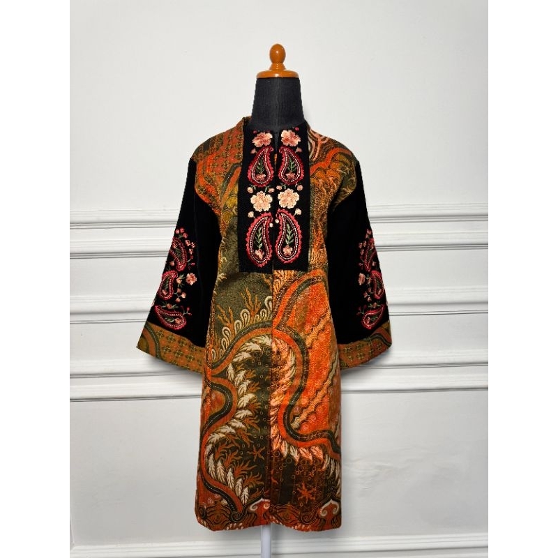 Atasan Batik Tunik Wanita Bordir Premium Kain tenun | Tunik Batik | Bordir Batik