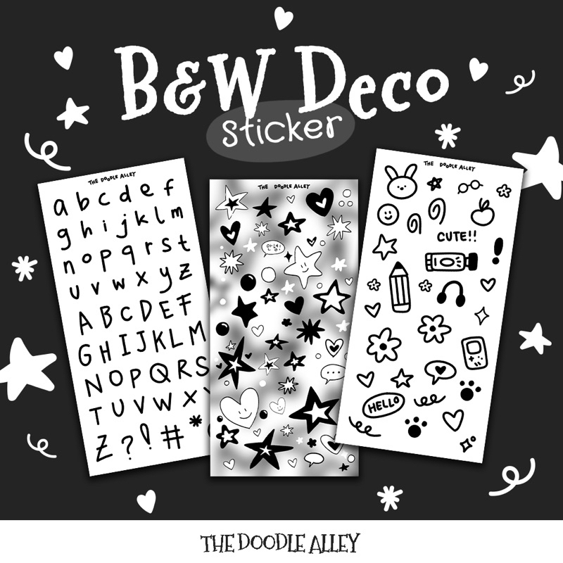 

[ READY STOCK ] B&W Deco Sticker by The Doodle Alley