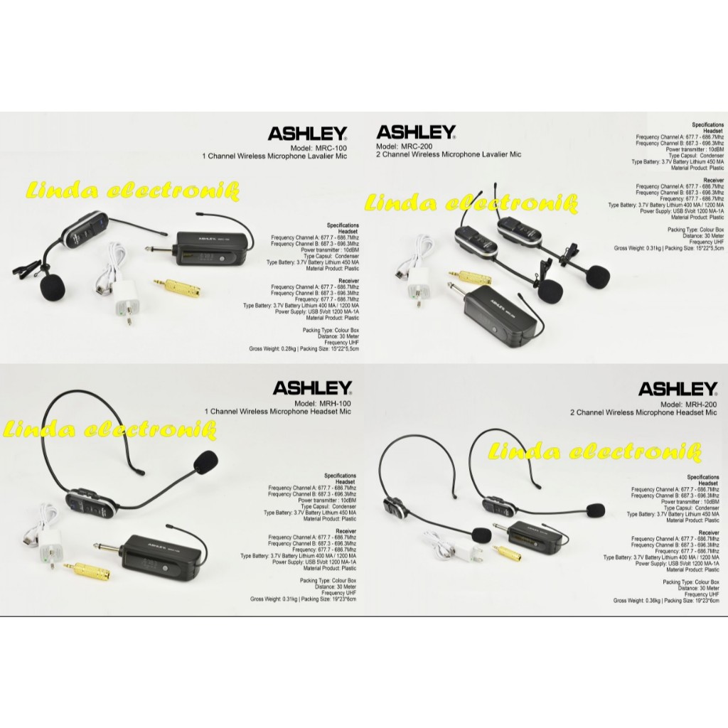 mic wireless ashley mrh 200 mrc 200 mrh 100 mrc 100 / mrh200 mrc200 mrh100 mrc100 4 model mic piliha