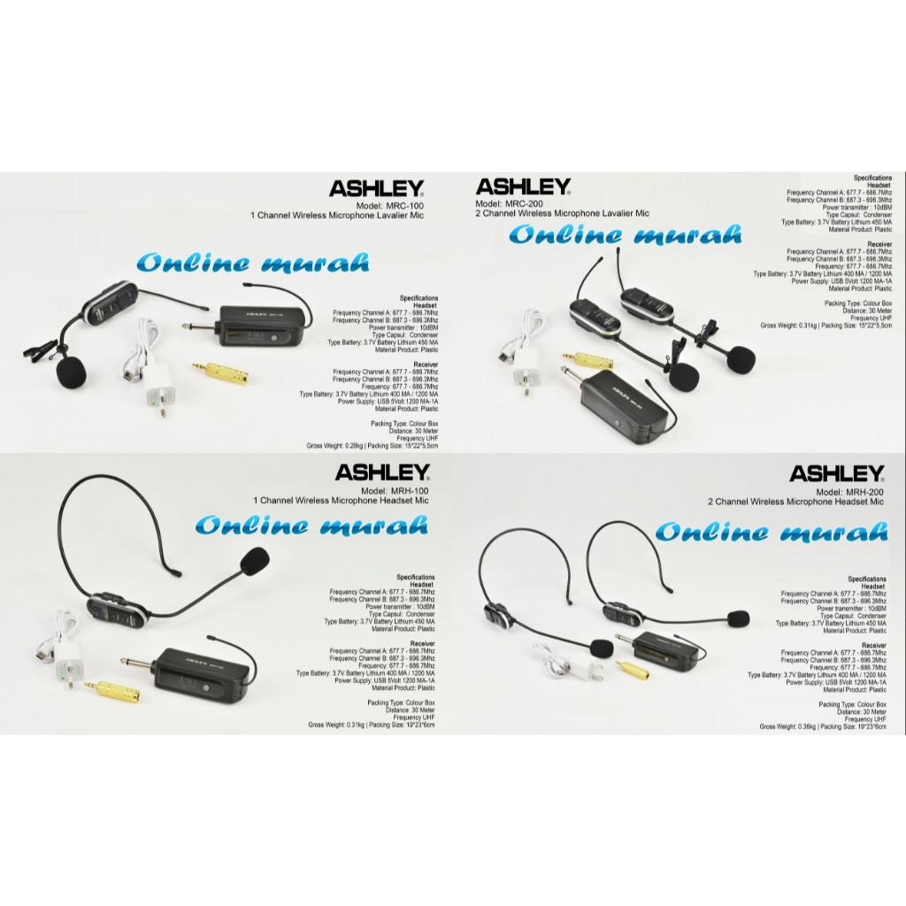mic wireless ashley mrh 200 mrc 200 mrh 100 mrc 100 / mrh200 mrc200 mrh100 mrc100 4 model mic piliha