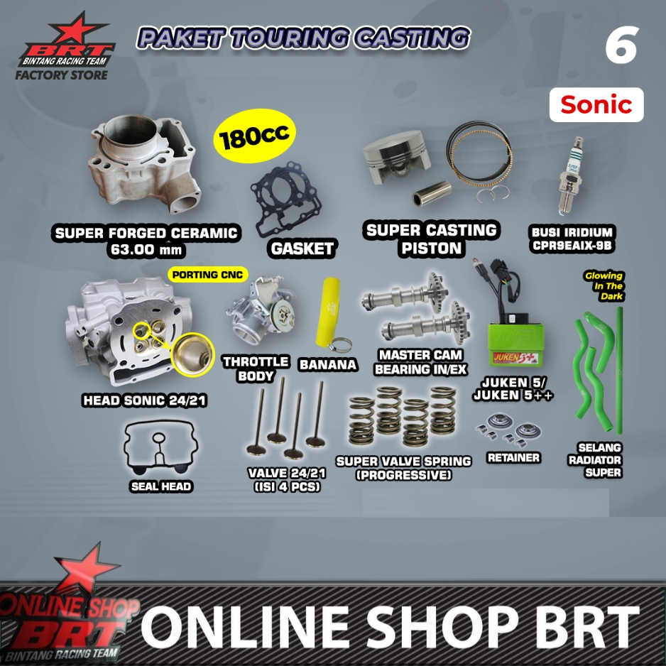 PAKET BORE UP TOURING CASTING 8 BRT SONIC NEW CBR 150 CB 150R SUPRA GTR 150