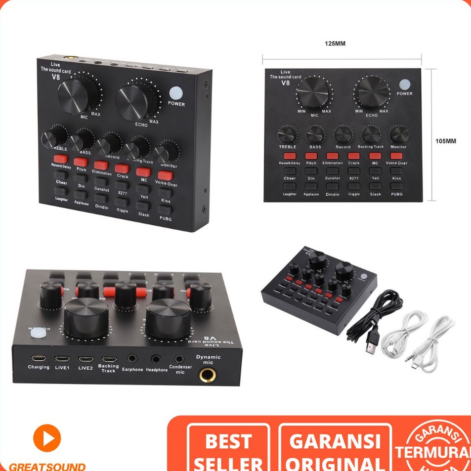 Model Terbaru  Sound Card V8 Mixer Bluetooth SoundCard V8 Audio USB External Soundcard Mixer Sound M