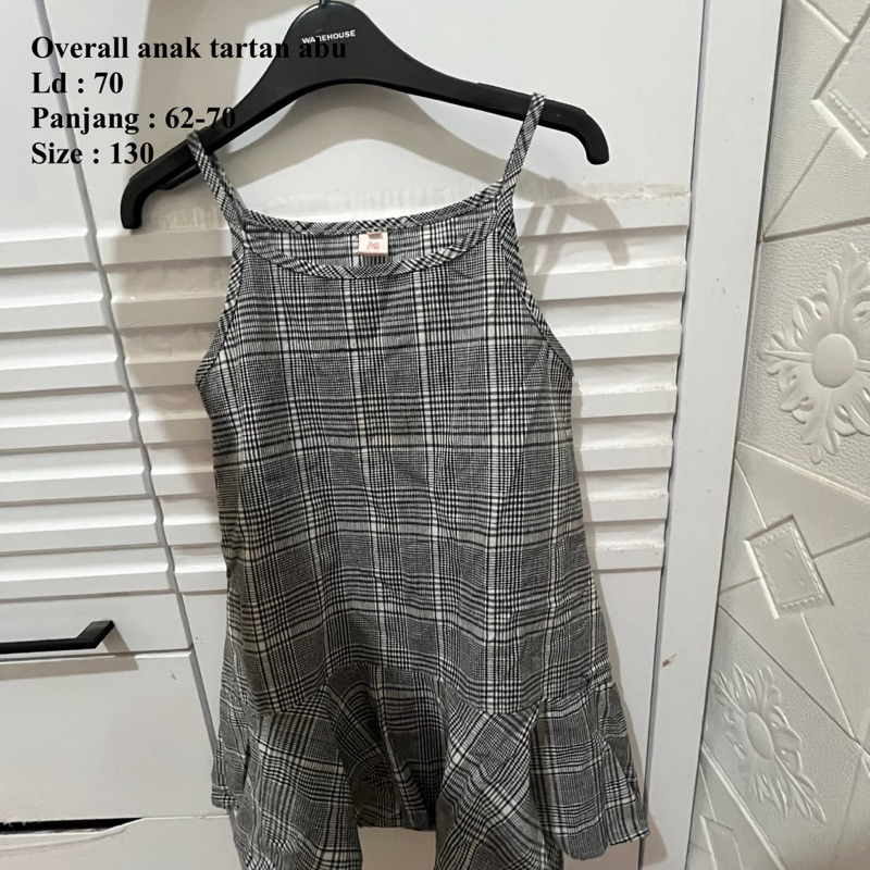 [PRELOVED] Overall Dress Anak Tartan Abu