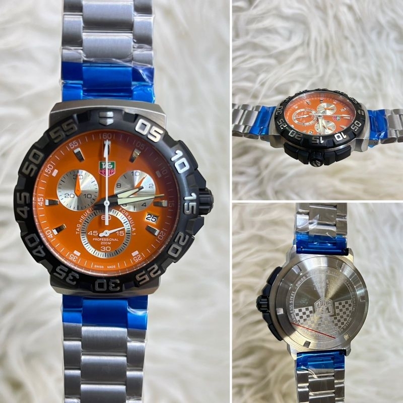 Jam Tangan Tag Heuer Formula 1 Chrono Orange Rantai Silver Super Premium Jam Tangan Pria