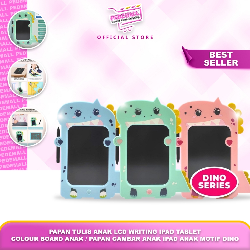 Papan Tulis Anak LCD Writing iPad Tablet Colour Board Anak/ Papan Gambar Anak Ipad Anak Motif Dino