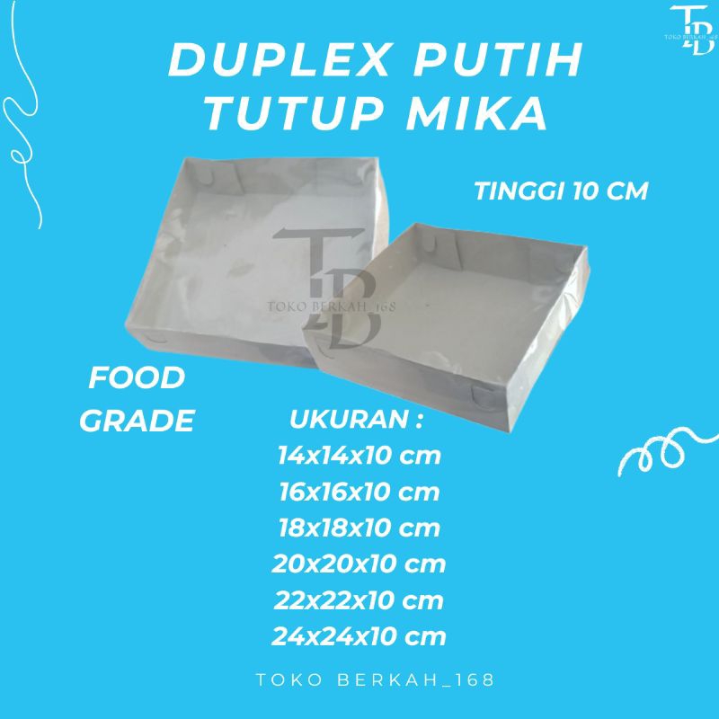 

(ISI 10 PCS) DOS / DUS DUPLEX PUTIH TUTUP MIKA TINGGI 10 CM / KARTON BOX KOTAK HAMPERS DUPLEX MIKA
