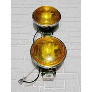 LAMPU TEMBAK KABUT BULAT FOGLAMP Halogen Bulat Mika Kuning universal untuk motor mobil