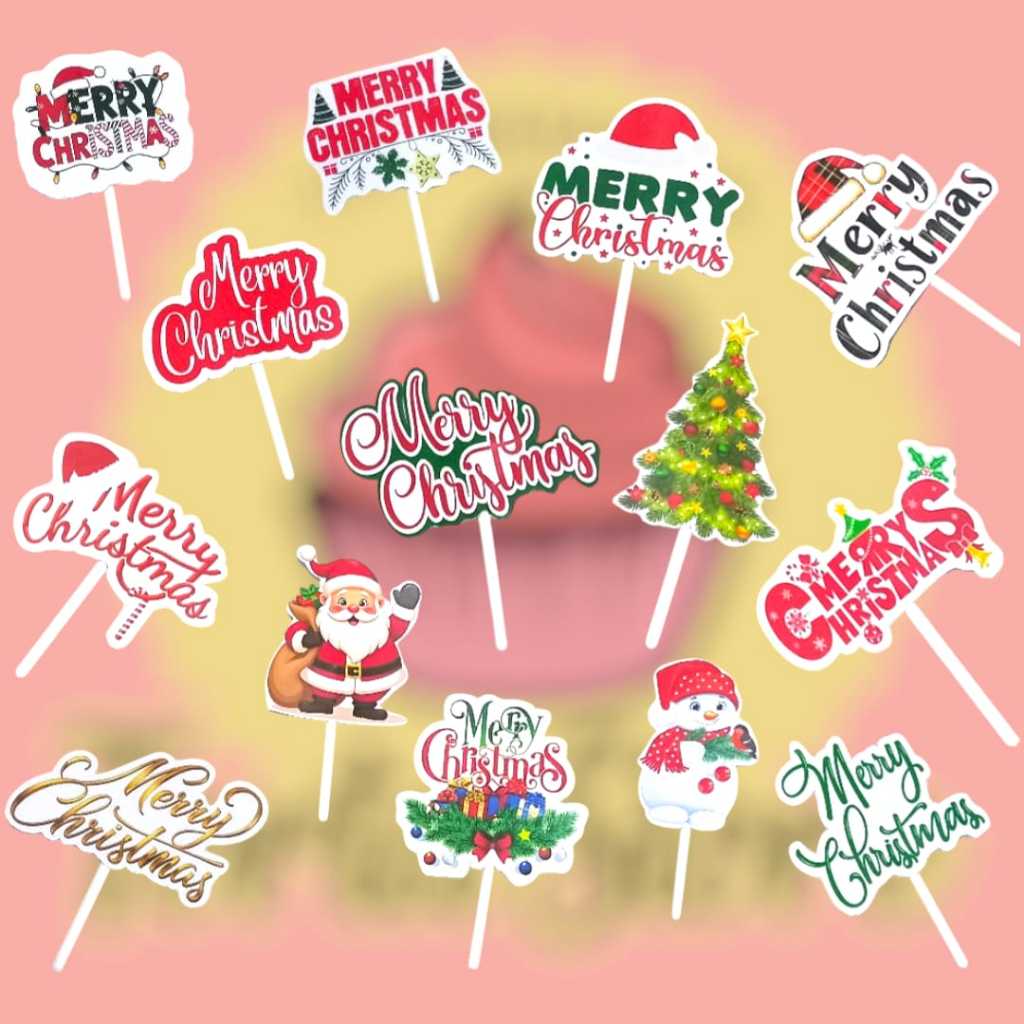 

Topper Natal | Topper Cake Natal | Dekorasi Natal (isi 8 pcs)