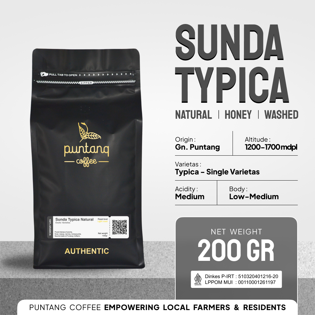 

Kopi Bubuk/Biji Arabika Sunda Typica Puntang Coffee Natural/Honey/Washed 200g