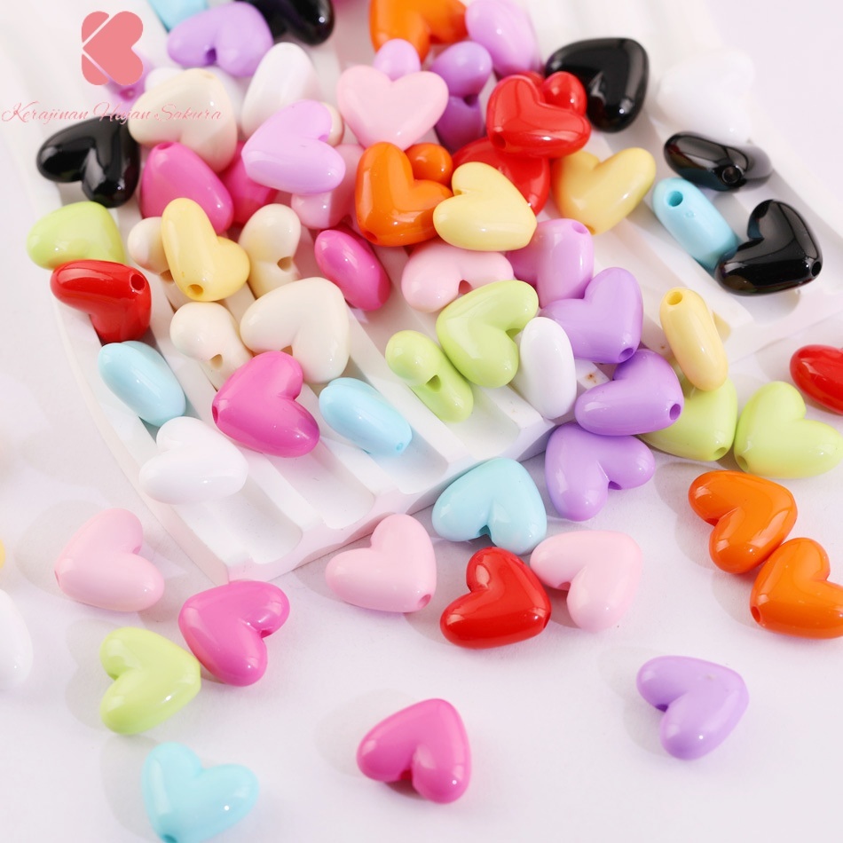 ⚡COD⚡ 30Pcs Mote Manik Akrilik Mote Akrilik Mote Manik-manik Cinta