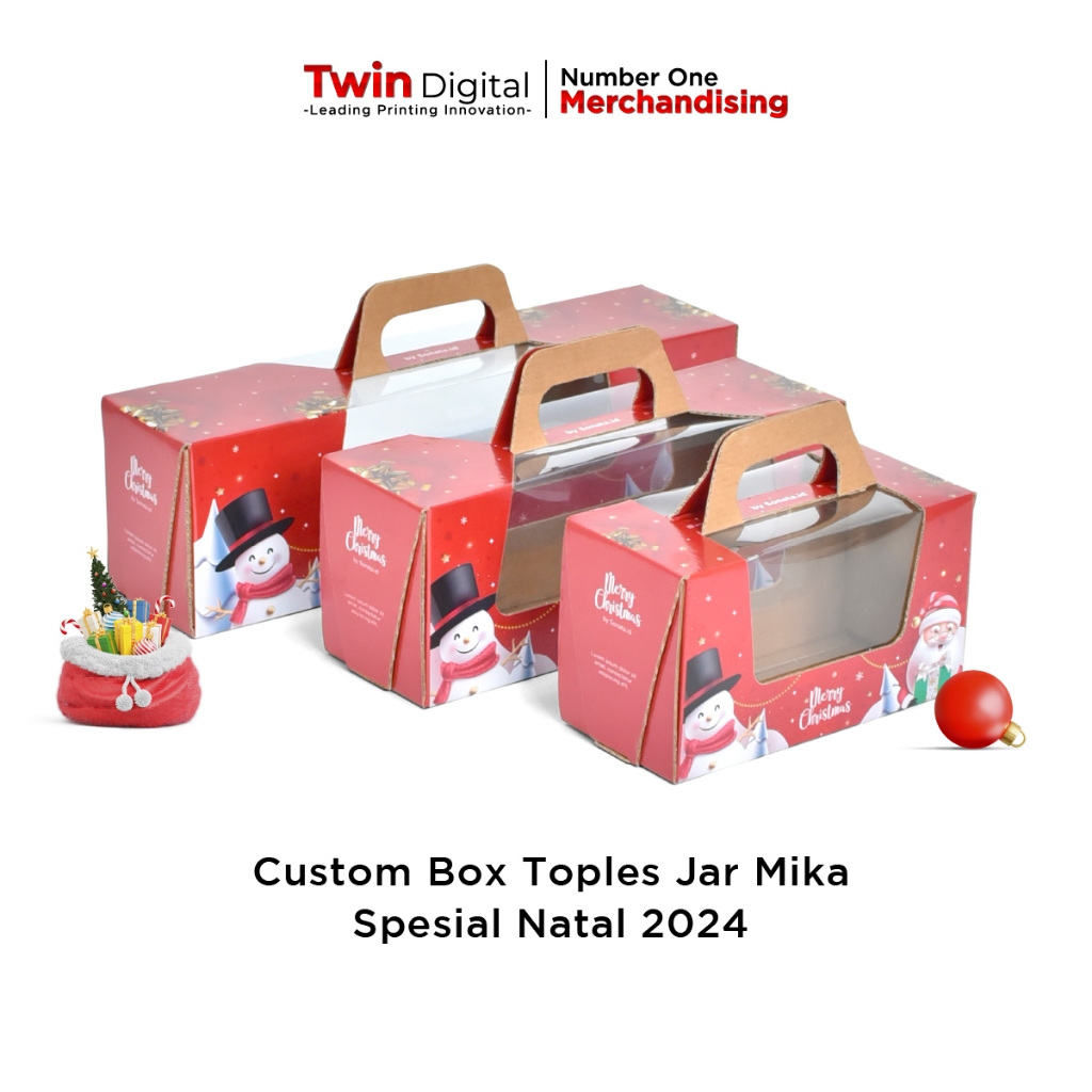 

Twindigital Packaging Box Kardus + Mika Toples Jar 600gr/ Kotak Hampers - Box Corrugated Spesial Natal