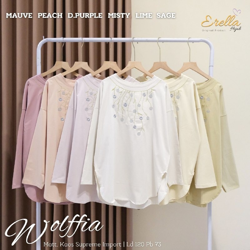 Wolffia Blouse Wanita Kekinian Lengan Panjang Premium Bahan Kaos Supreme Impor