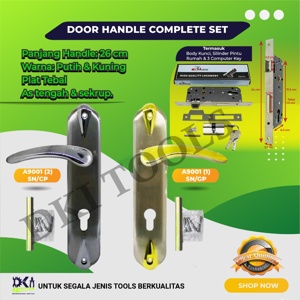 AZZURRO Door Handle Gagang Kunci Pintu Rumah Besar Complete Set 26 cm A9001
