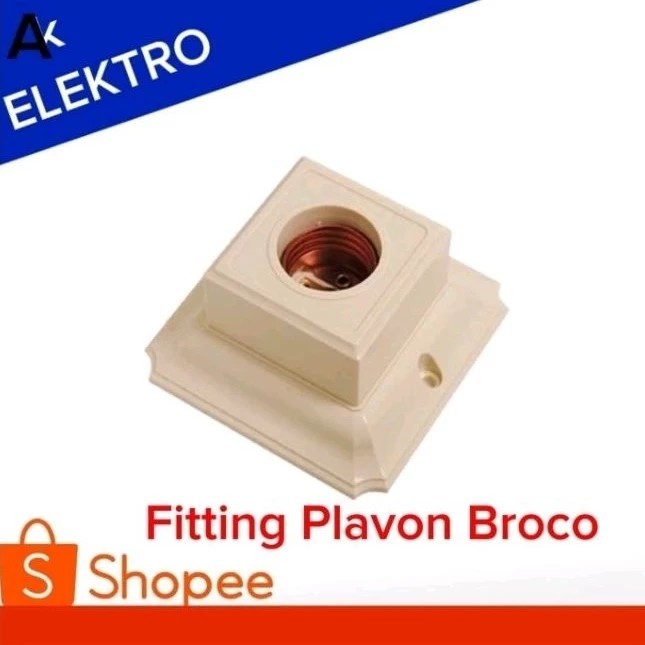 Fitting Plafon segi Broco cream 1210 /Broco fitting Plafon segi cream 1210/Broco fitting lampu kotak