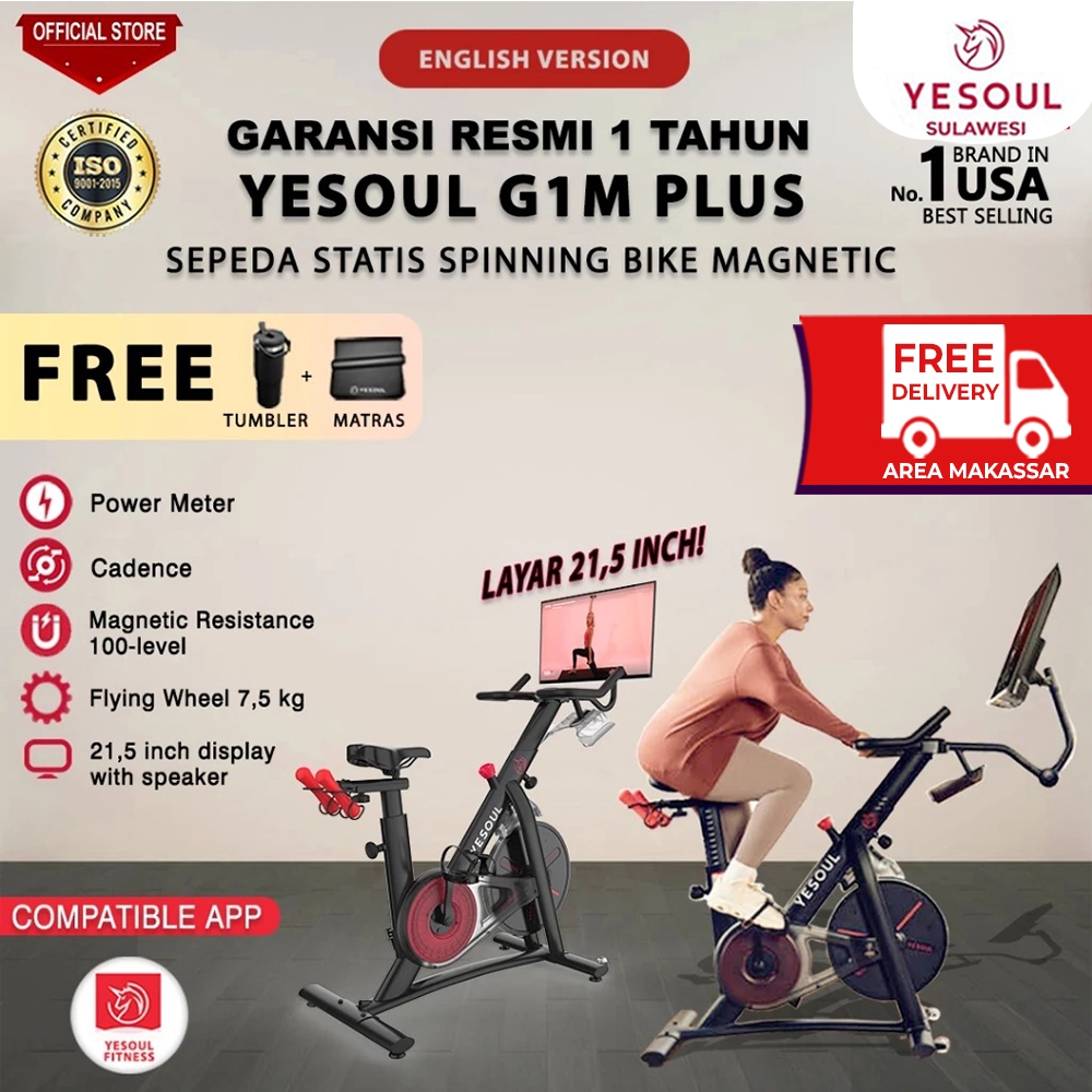Sepeda Statis Yesoul G1 Max with LCD 32 Inchi - Hitam, Kapasitas Pengguna 120 kg