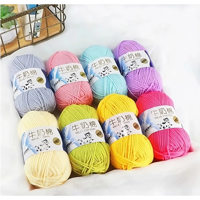 BENANG RAJUT MILK COTTON 5 PLY (Benang Rajut Katun Susu)