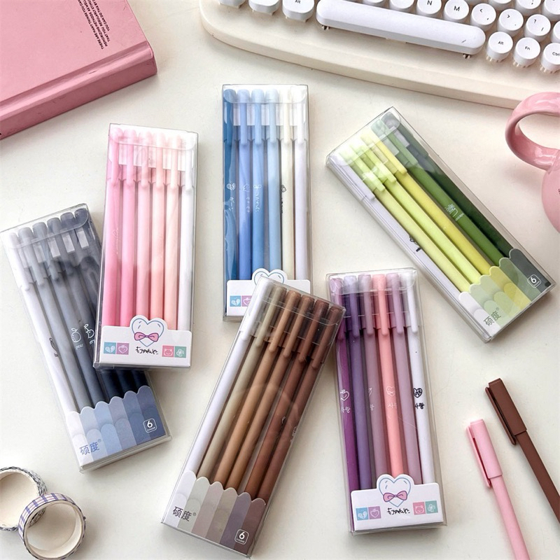 

Pulpen Pena Pen Gel Hitam Aesthetic Cutie Color Isi 6pcs SET #t018