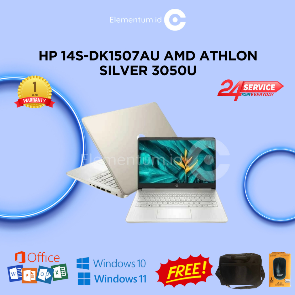Laptop HP 14s-DK1507AU AMD Athlon Silver 3050U - 4GB 512SSD - Win10