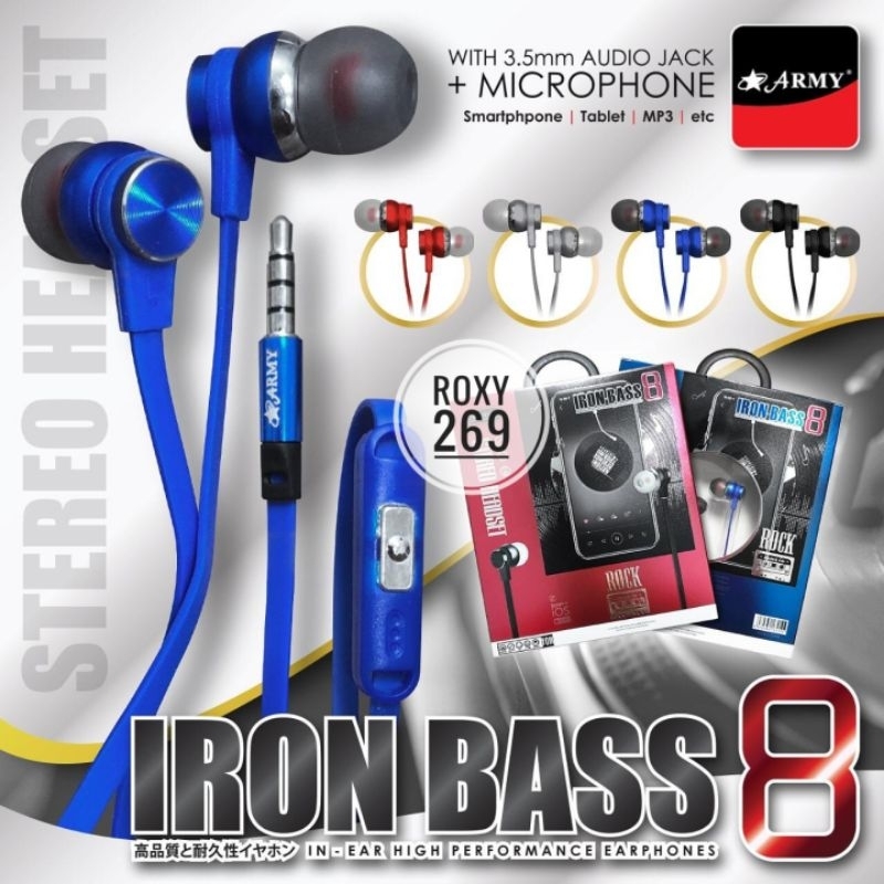 Earphone Headset Megabass Bass Original Ori New Megabas Army / Jack Audio 3.5mm Semua Merk Hp Bisa /