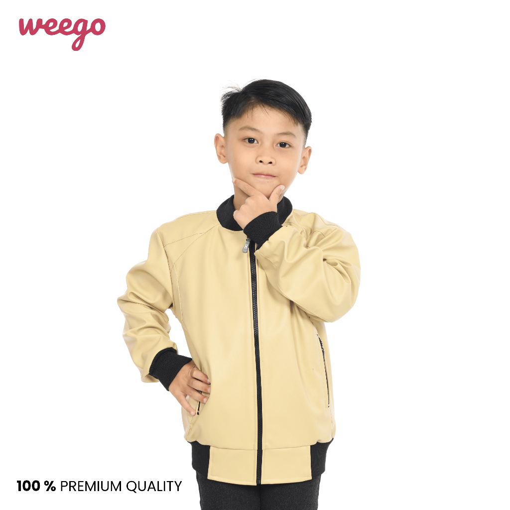 WEEGO - Jaket Kulit Anak Model Baseball Unisek Anak Laki-Laki & Perempuan Usia 1-12 Tahun - K192