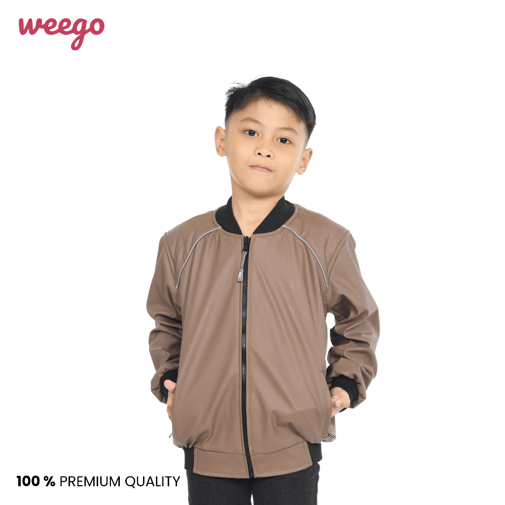 WEEGO - Jaket Kulit Anak Model Baseball Unisek Anak Laki-Laki & Perempuan Usia 1-12 Tahun - K193
