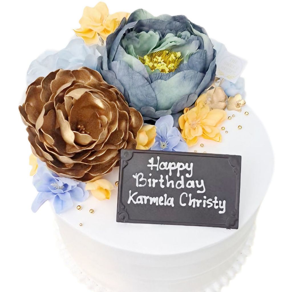 

Cake Flower Blue And Gold