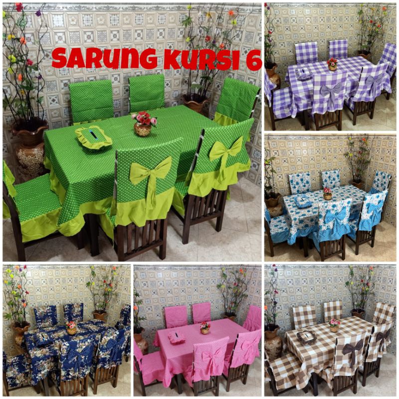 Sarung kursi Taplak meja makan kursi 6