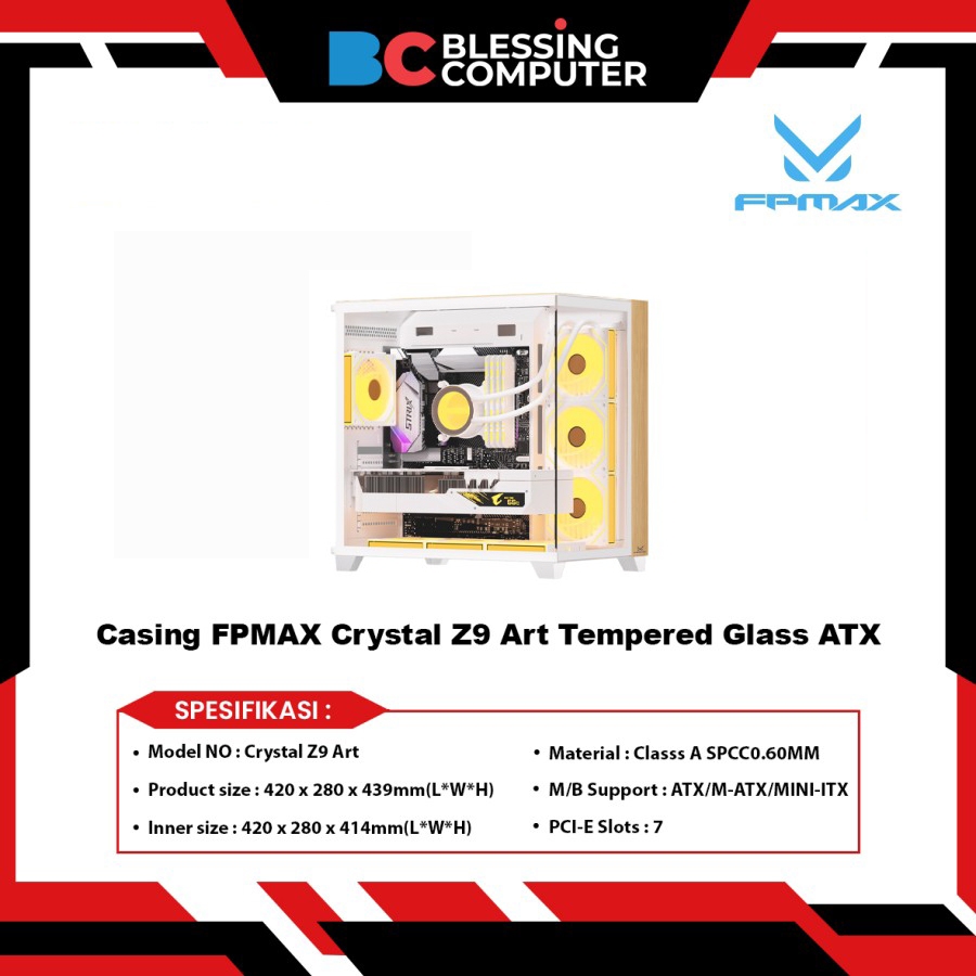 Casing FPMAX Crystal Z9 Art Tempered Glass ATX - White