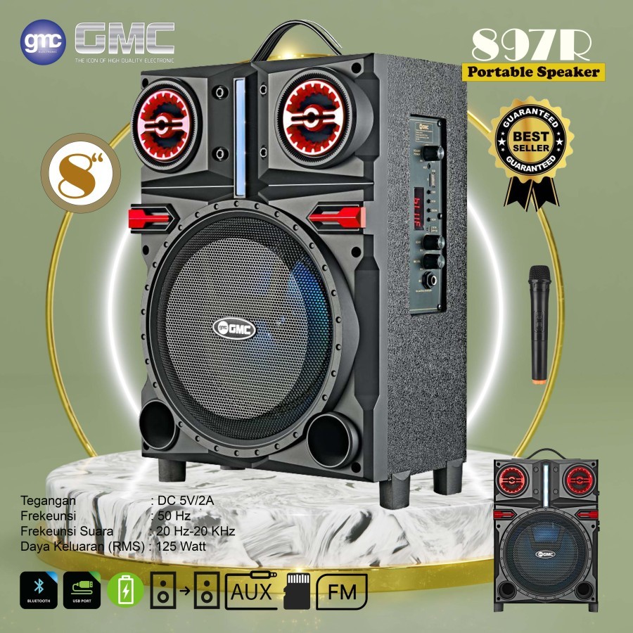 GMC Speaker Meeting Portable 897R Mic wireles Fitur Lengkap