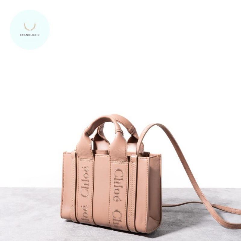 Chloe Mini woody tote bag calfskin leathe