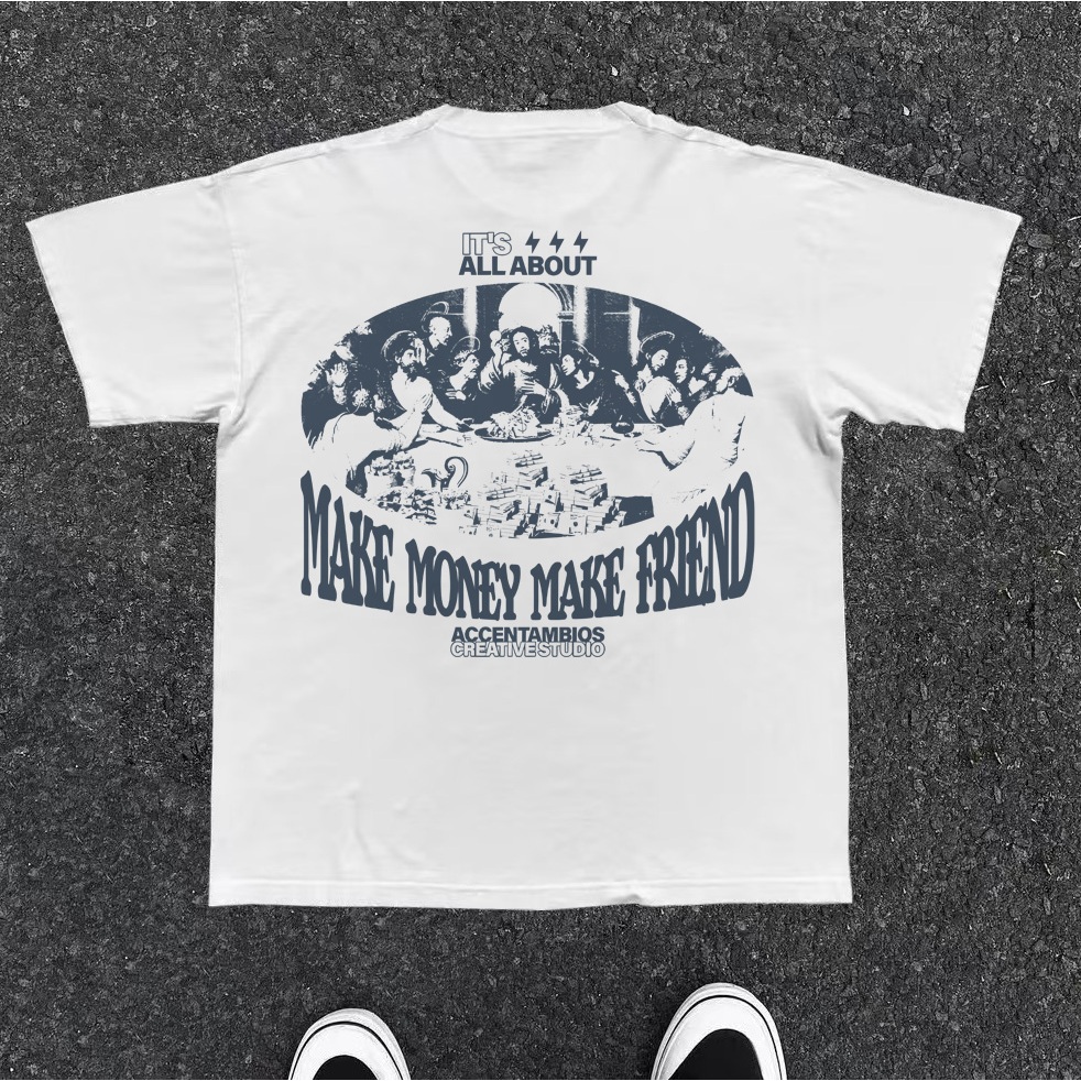 BOOMBAP American retro Style T-shirt Oversize It' all about| Kaos Wanita Putih | Kaos pria dan wanit