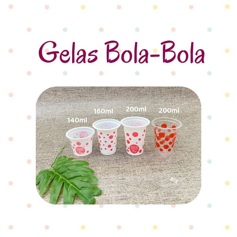 Gelas Plastik Motif Bola-Bola Gelas Es Buah ISI 50pcs